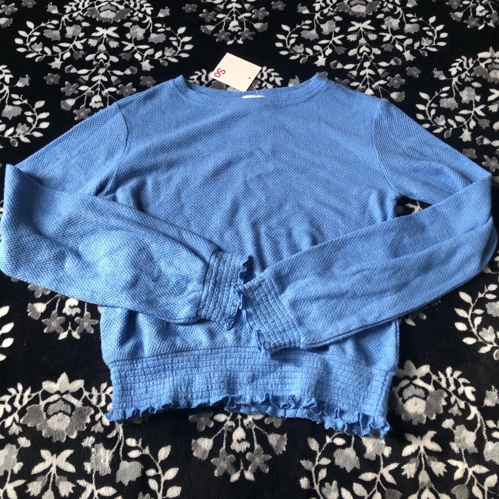 blue smocked tee